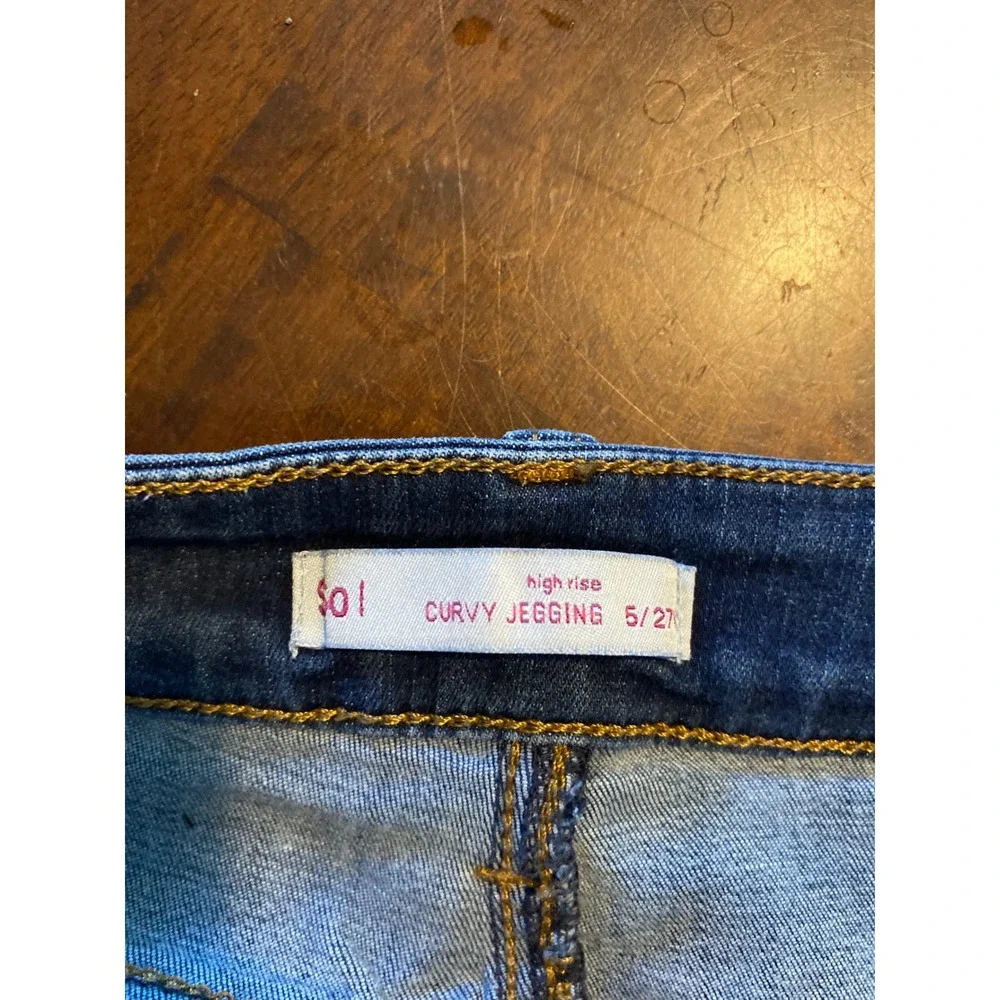 SO‎ High Rise Curvy Jegging Dark Wash Distressed Ripped Skinny Jeans Womens 5/27